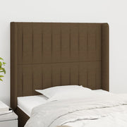 sengegavl med kanter 103x16x118/128 cm stof mørkebrun