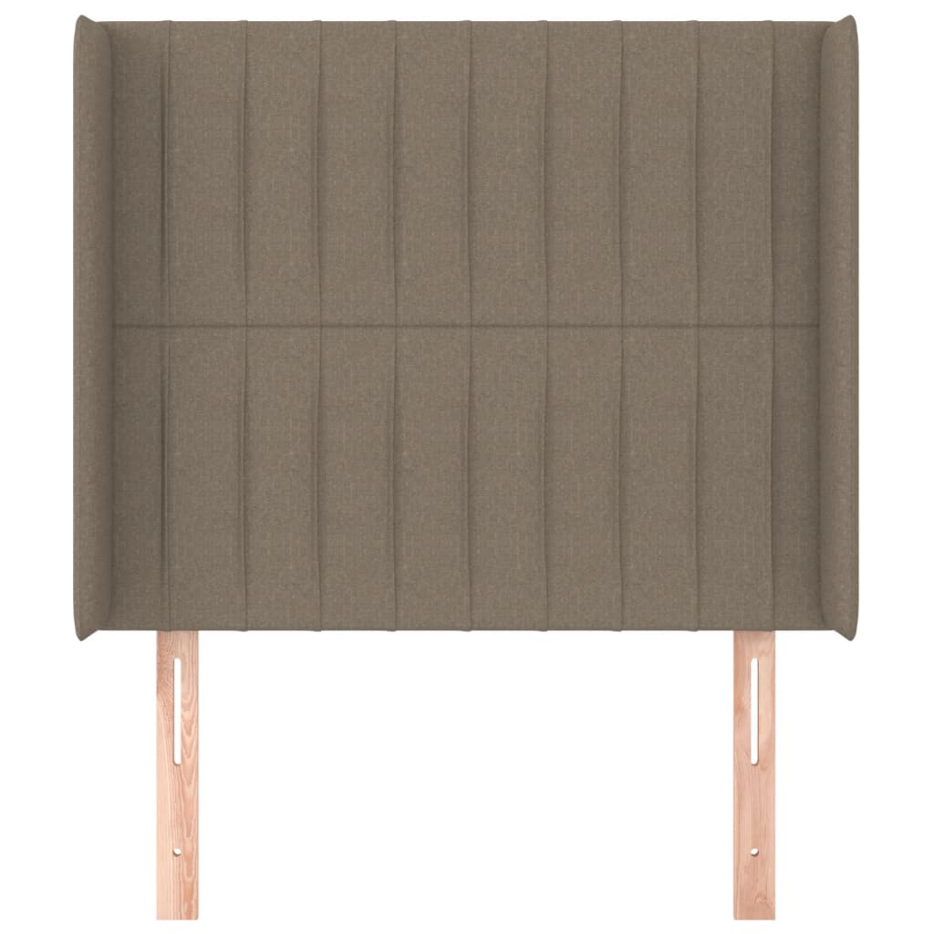 sengegavl med kanter 103x16x118/128 cm stof gråbrun