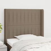 sengegavl med kanter 103x16x118/128 cm stof gråbrun