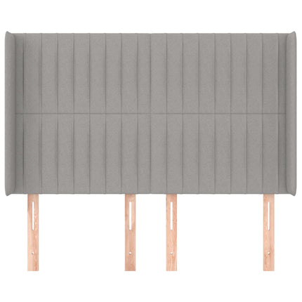 sengegavl med kanter 147x16x118/128 cm stof lysegrå