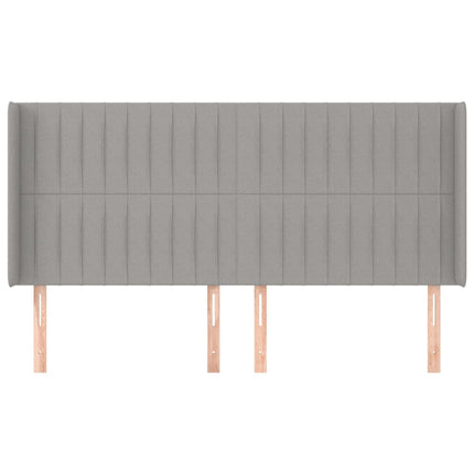 sengegavl med kanter 163x16x118/128 cm stof lysegrå