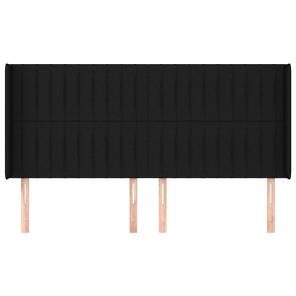 sengegavl med kanter 163x16x118/128 cm stof sort