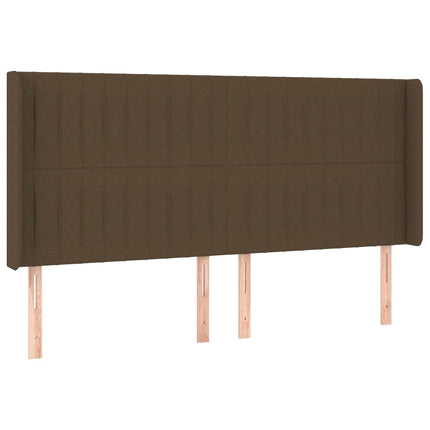 sengegavl med kanter 163x16x118/128 cm stof mørkebrun