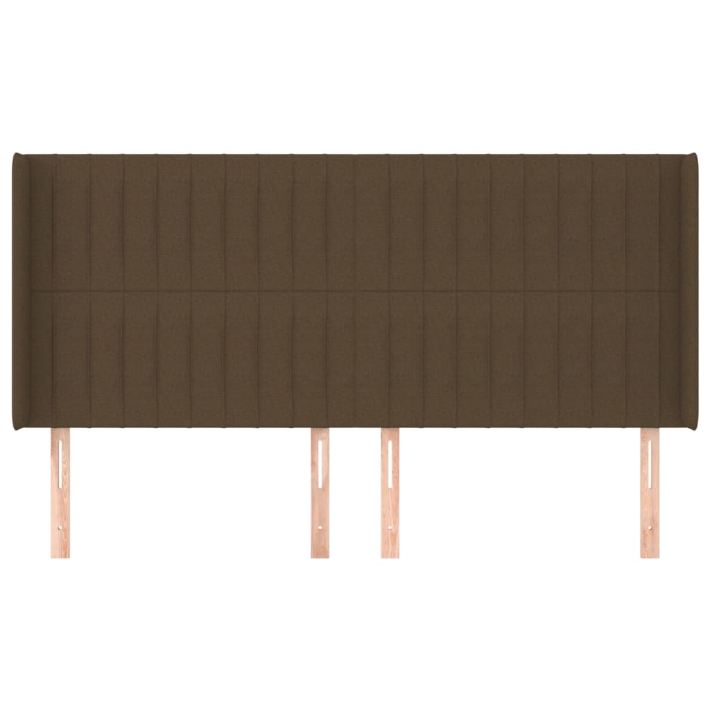 sengegavl med kanter 183x16x118/128 cm stof mørkebrun
