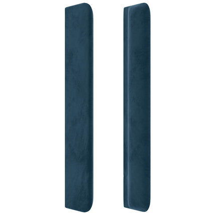 sengegavl med kanter 83x16x118/128 cm fløjl mørkeblå