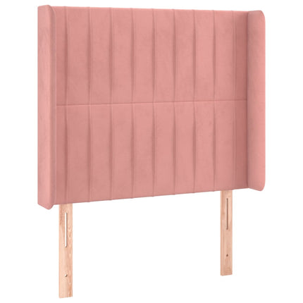 sengegavl med kanter 83x16x118/128 cm fløjl lyserød