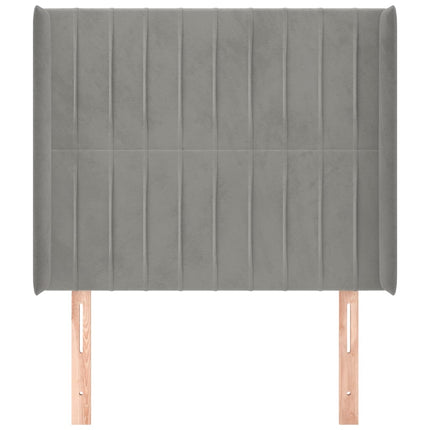 sengegavl med kanter 93x16x118/128 cm fløjl lysegrå