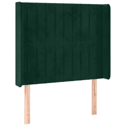 sengegavl med kanter 93x16x118/128 cm fløjl mørkegrøn