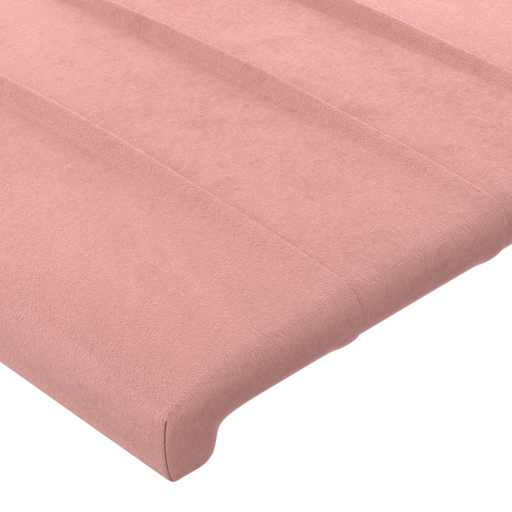sengegavl med kanter 93x16x118/128 cm fløjl lyserød