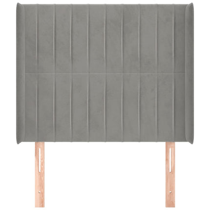sengegavl med kanter 103x16x118/128 cm fløjl lysegrå
