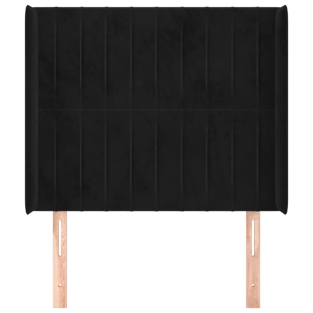 sengegavl med kanter 103x16x118/128 cm fløjl sort
