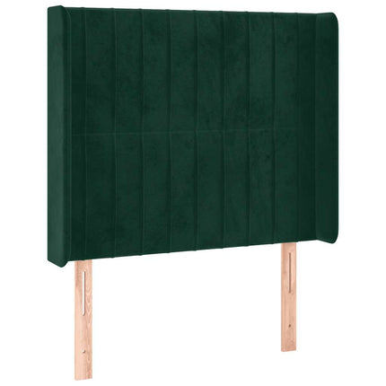 sengegavl med kanter 103x16x118/128 cm fløjl mørkegrøn