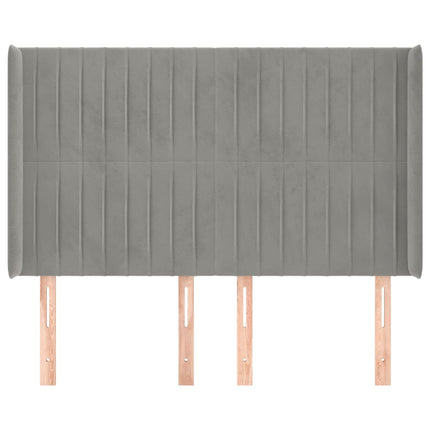 sengegavl med kanter 147x16x118/128 cm fløjl lysegrå