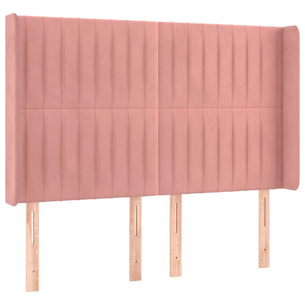 sengegavl med kanter 147x16x118/128 cm fløjl lyserød