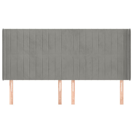 sengegavl med kanter 163x16x118/128 cm fløjl lysegrå