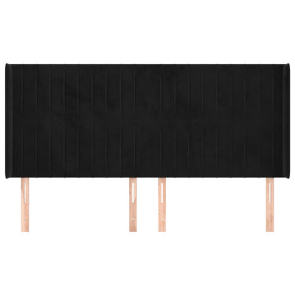 sengegavl med kanter 163x16x118/128 cm fløjl sort