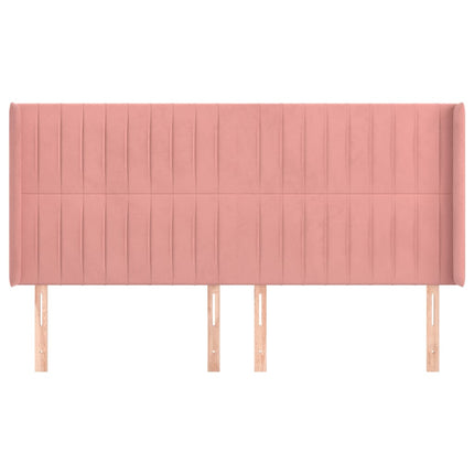 sengegavl med kanter 183x16x118/128 cm fløjl lyserød