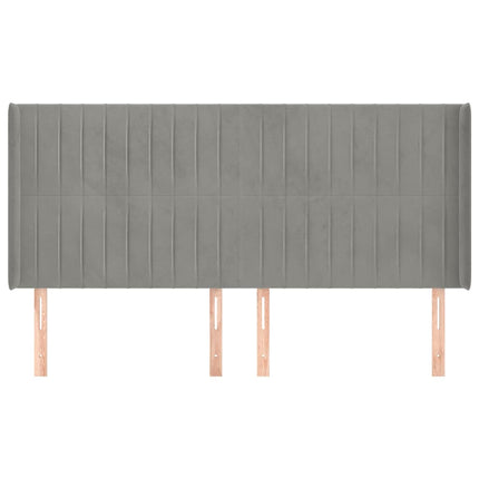 sengegavl med kanter 203x16x118/128 cm fløjl lysegrå