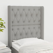 sengegavl med kanter 83x16x118/128 cm stof lysegrå