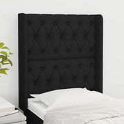sengegavl med kanter 83x16x118/128 cm stof sort