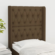 sengegavl med kanter 83x16x118/128 cm stof mørkebrun