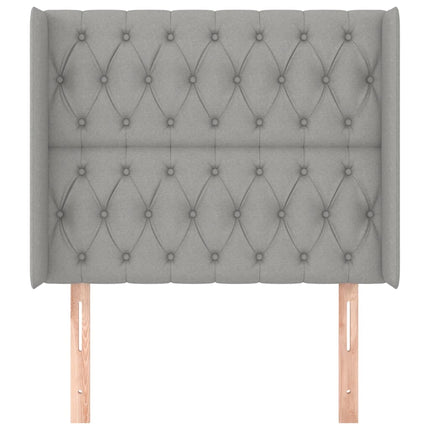 sengegavl med kanter 93x16x118/128 cm stof lysegrå