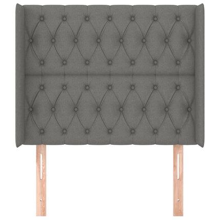 sengegavl med kanter 93x16x118/128 cm stof mørkegrå