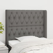sengegavl med kanter 93x16x118/128 cm stof mørkegrå