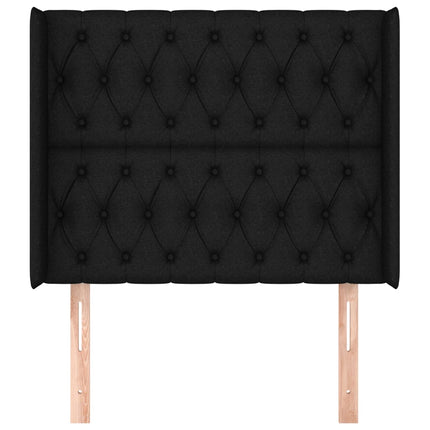 sengegavl med kanter 93x16x118/128 cm stof sort