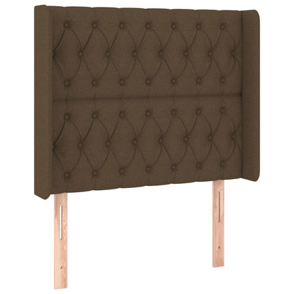 sengegavl med kanter 93x16x118/128 cm stof mørkebrun