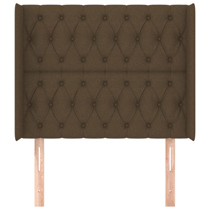 sengegavl med kanter 93x16x118/128 cm stof mørkebrun