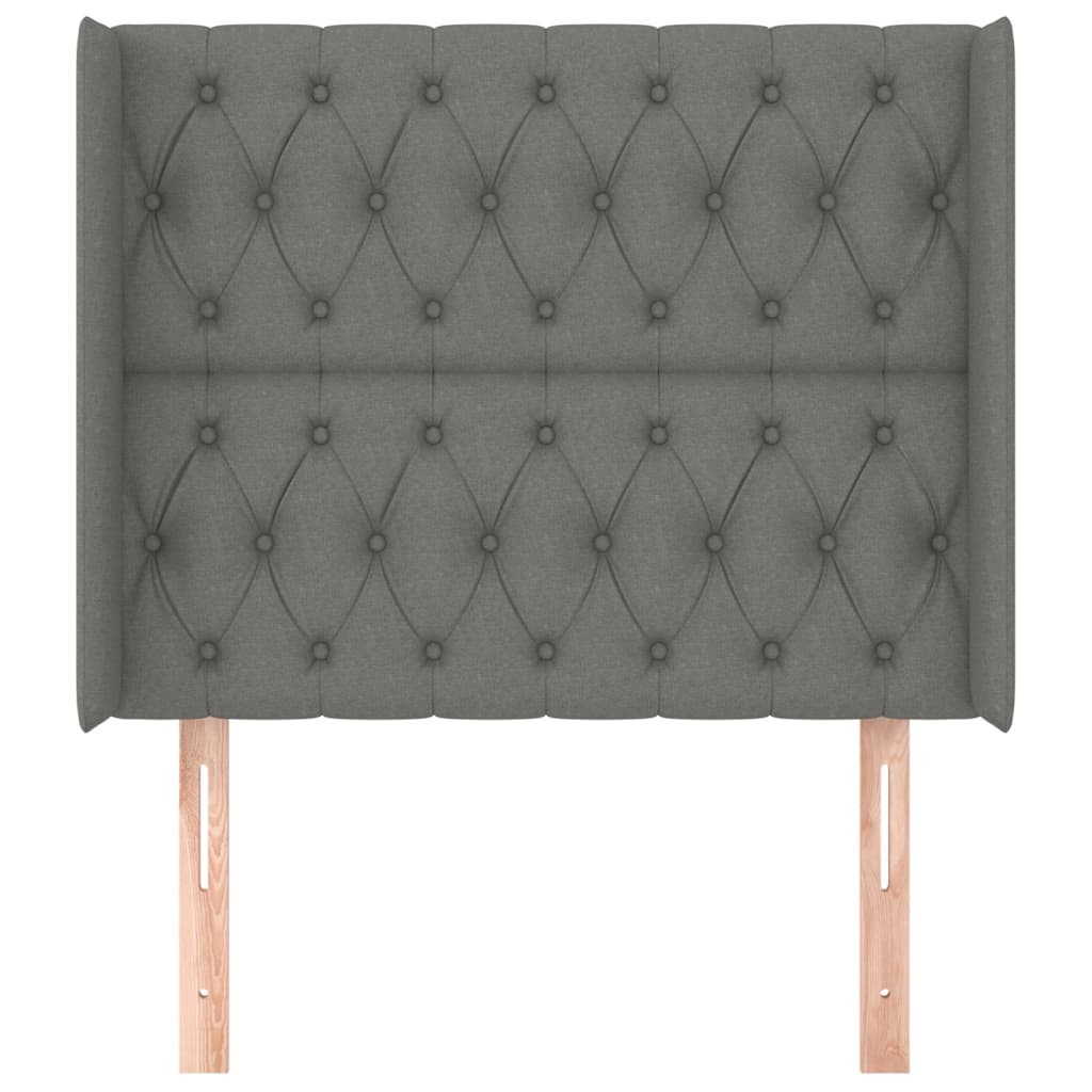 sengegavl med kanter 103x16x118/128 cm stof mørkegrå