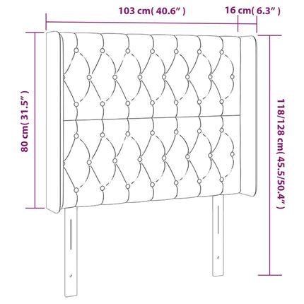 sengegavl med kanter 103x16x118/128 cm stof sort