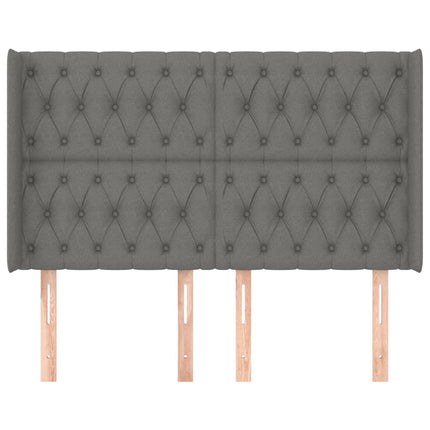 sengegavl med kanter 163x16x118/128 cm stof mørkegrå