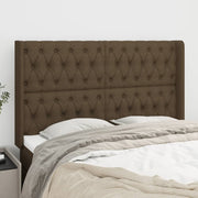 sengegavl med kanter 163x16x118/128 cm stof mørkebrun