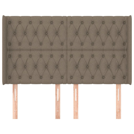 sengegavl med kanter 163x16x118/128 cm stof gråbrun
