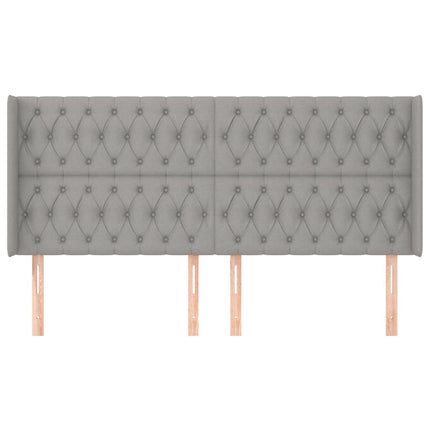sengegavl med kanter 183x16x118/128 cm stof lysegrå