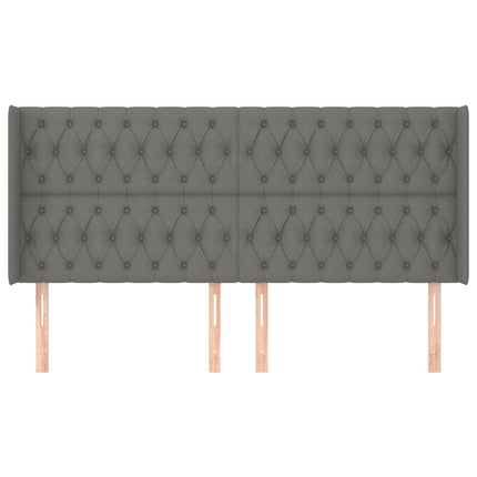 sengegavl med kanter 183x16x118/128 cm stof mørkegrå