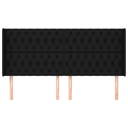 sengegavl med kanter 183x16x118/128 cm stof sort