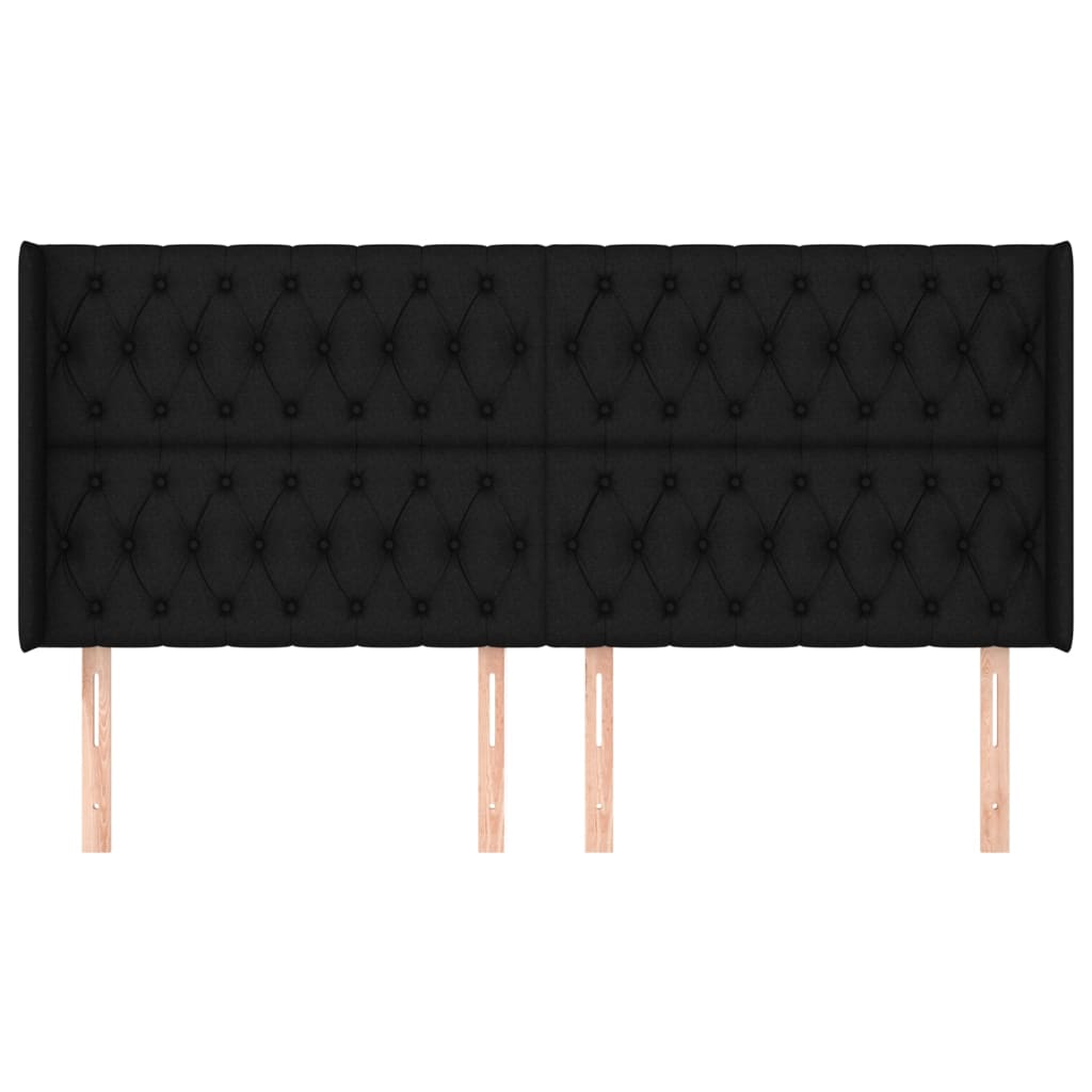 sengegavl med kanter 183x16x118/128 cm stof sort