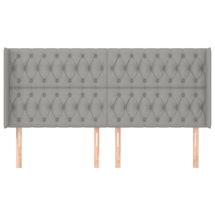 sengegavl med kanter 203x16x118/128 cm stof lysegrå