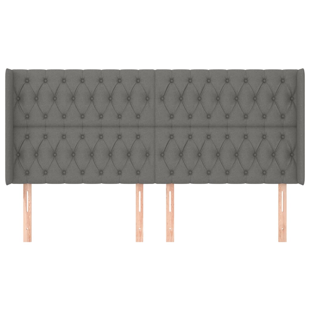 sengegavl med kanter 203x16x118/128 cm stof mørkegrå
