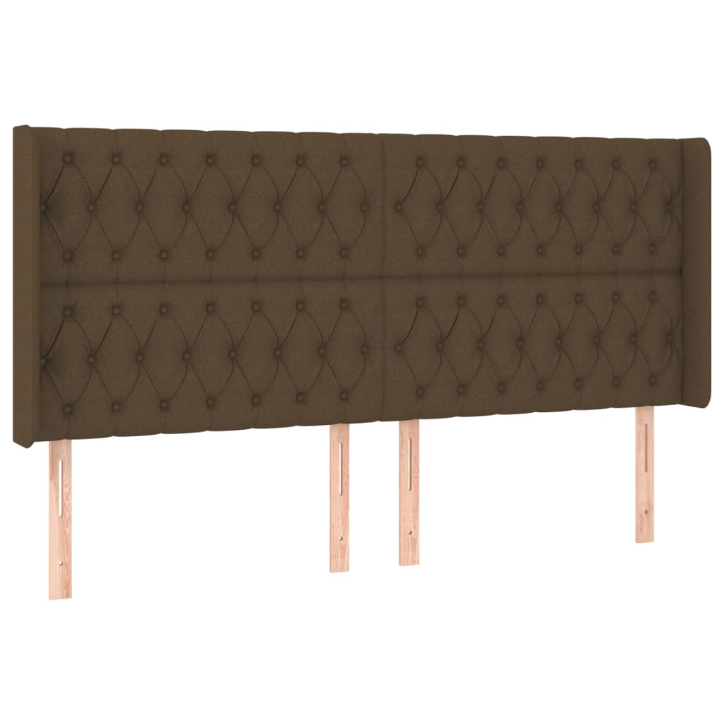 sengegavl med kanter 203x16x118/128 cm stof mørkebrun