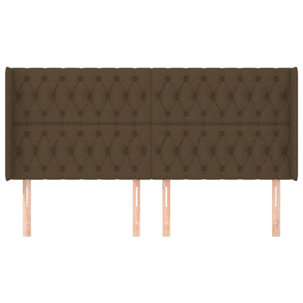 sengegavl med kanter 203x16x118/128 cm stof mørkebrun
