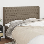sengegavl med kanter 203x16x118/128 cm stof gråbrun