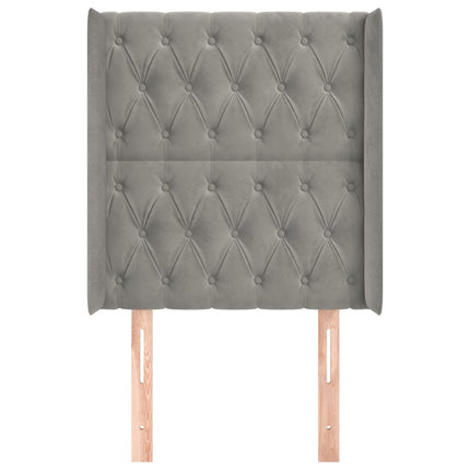 sengegavl med kanter 83x16x118/128 cm fløjl lysegrå