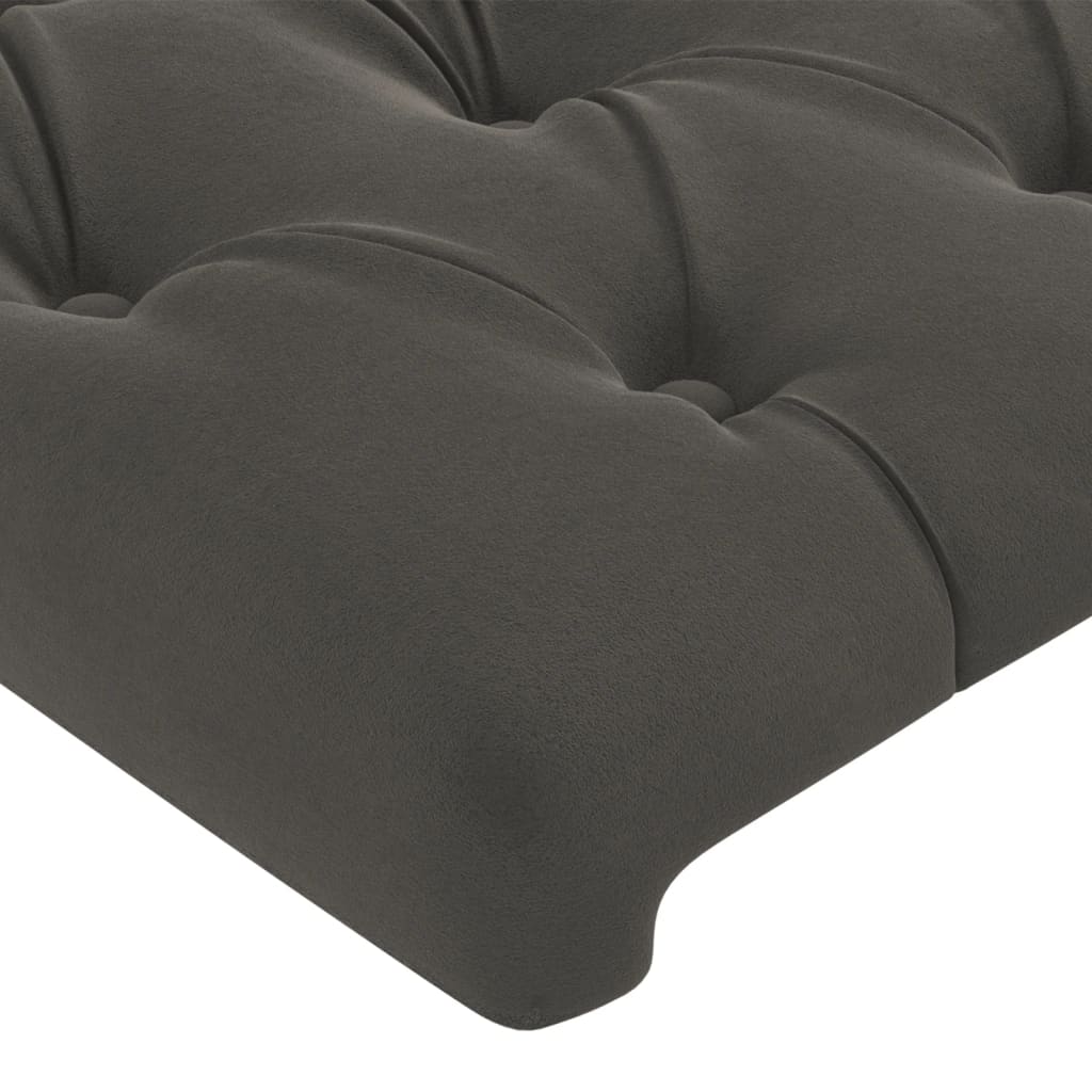 sengegavl med kanter 83x16x118/128 cm fløjl mørkegrå