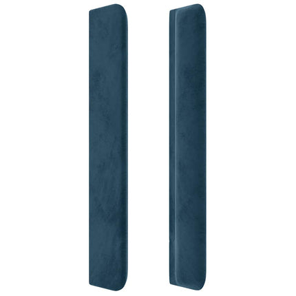 sengegavl med kanter 147x16x118/128 cm fløjl mørkeblå