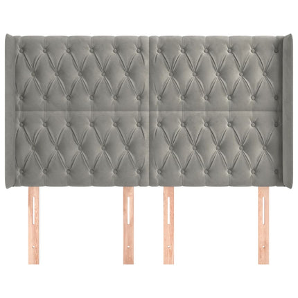 sengegavl med kanter 163x16x118/128 cm fløjl lysegrå