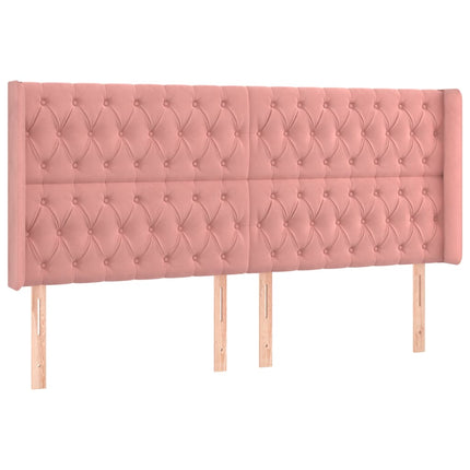 sengegavl med kanter 183x16x118/128 cm fløjl lyserød